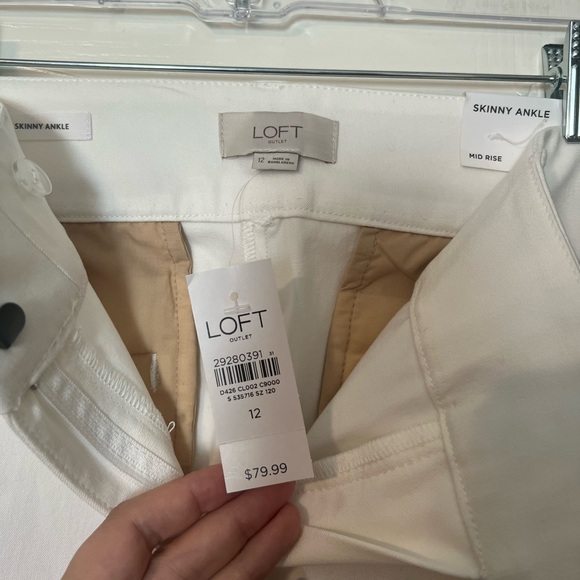 LOFT mod-rise white skinny cropped ankle pants - Picture 4 of 6
